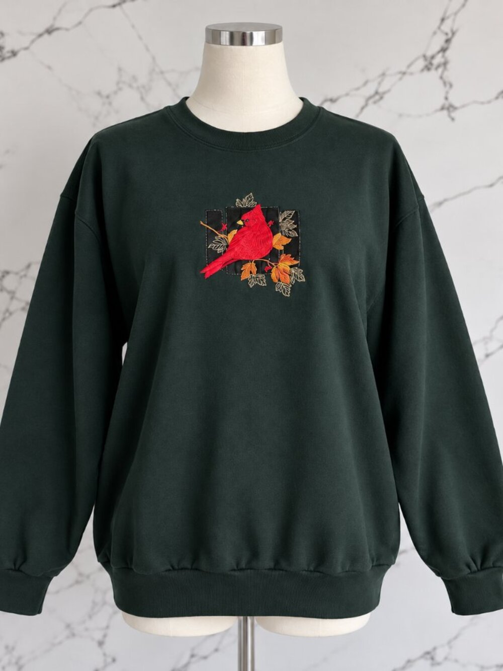 Vintage Top Stitch Morning Sun Cardinal Embroidered Sweatshirt XL dark green - Picture 2 of 7